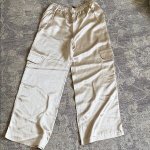 Zara Women’s Light Beige Cargo Pants - Casual Wide Leg